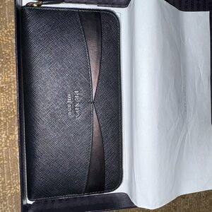 Saffiano leather black Prada wallet large